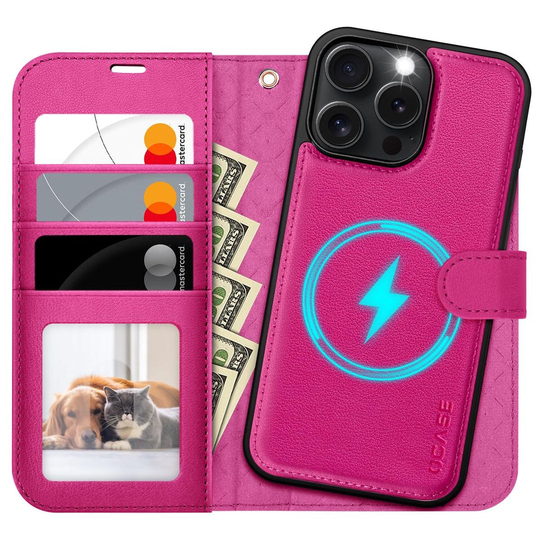 OCASE iPhone 16 Pro Detachable Wallet Case – PU Leather, RFID Blocking (Ice Blue)