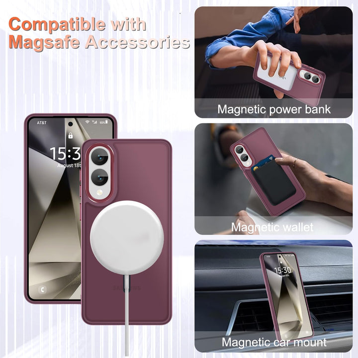 for Samsung Galaxy S24 FE Case, Matte Magnetic Phone Case with 1 Screen Protector, Support for Magsafe, Translucent Frosted Slim Shockproof Protective Cover for Samsung Galaxy S24 FE, Navy Blue - DOKUTRONIX