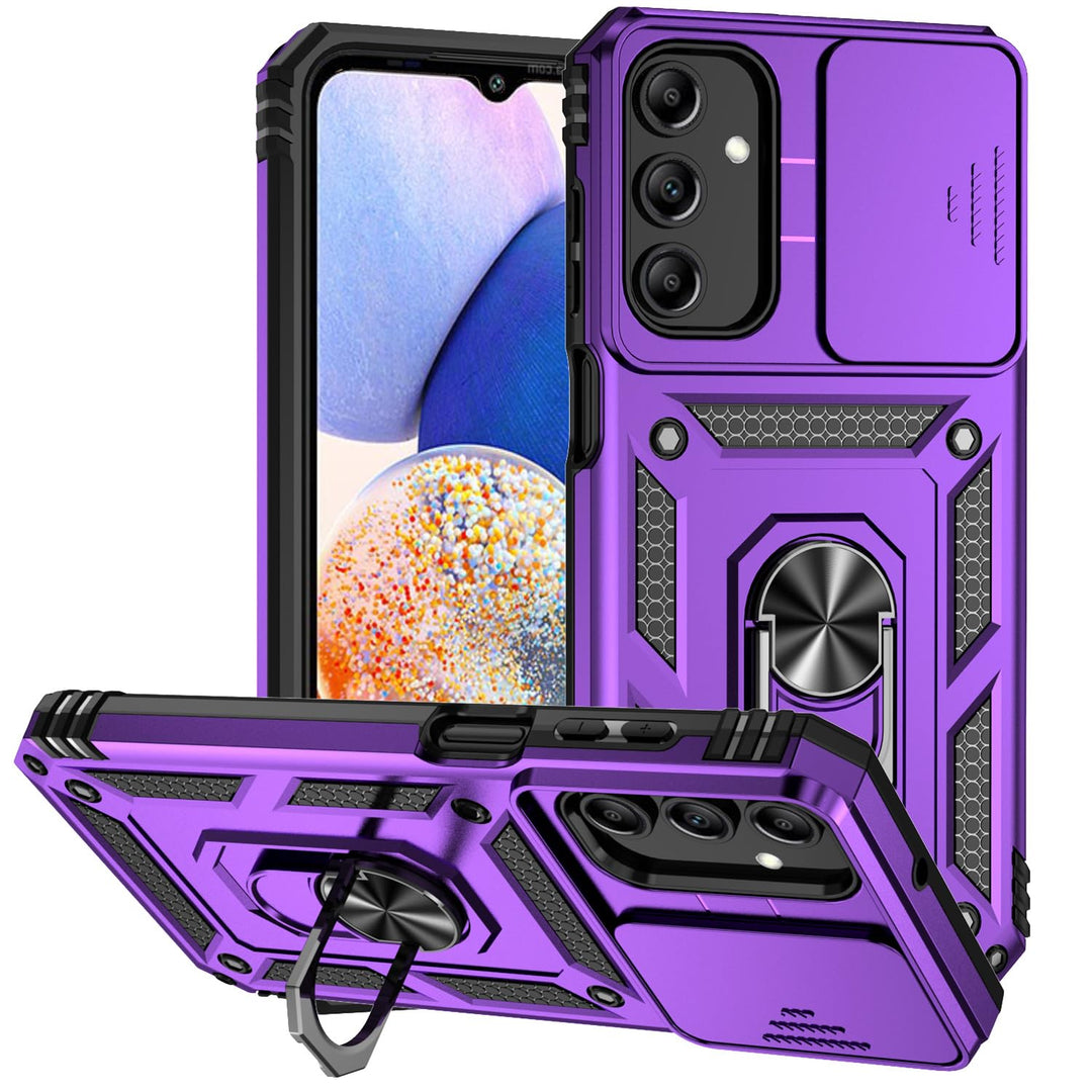 SunStory Phone Case for Samsung Galaxy A15 5G Case with HD Screen Protector & Slide Camera Cover & Rotated Ring Kickstand, [Military-Grade] Phone Case for Galaxy A15 5G (Red) - DOKUTRONIX