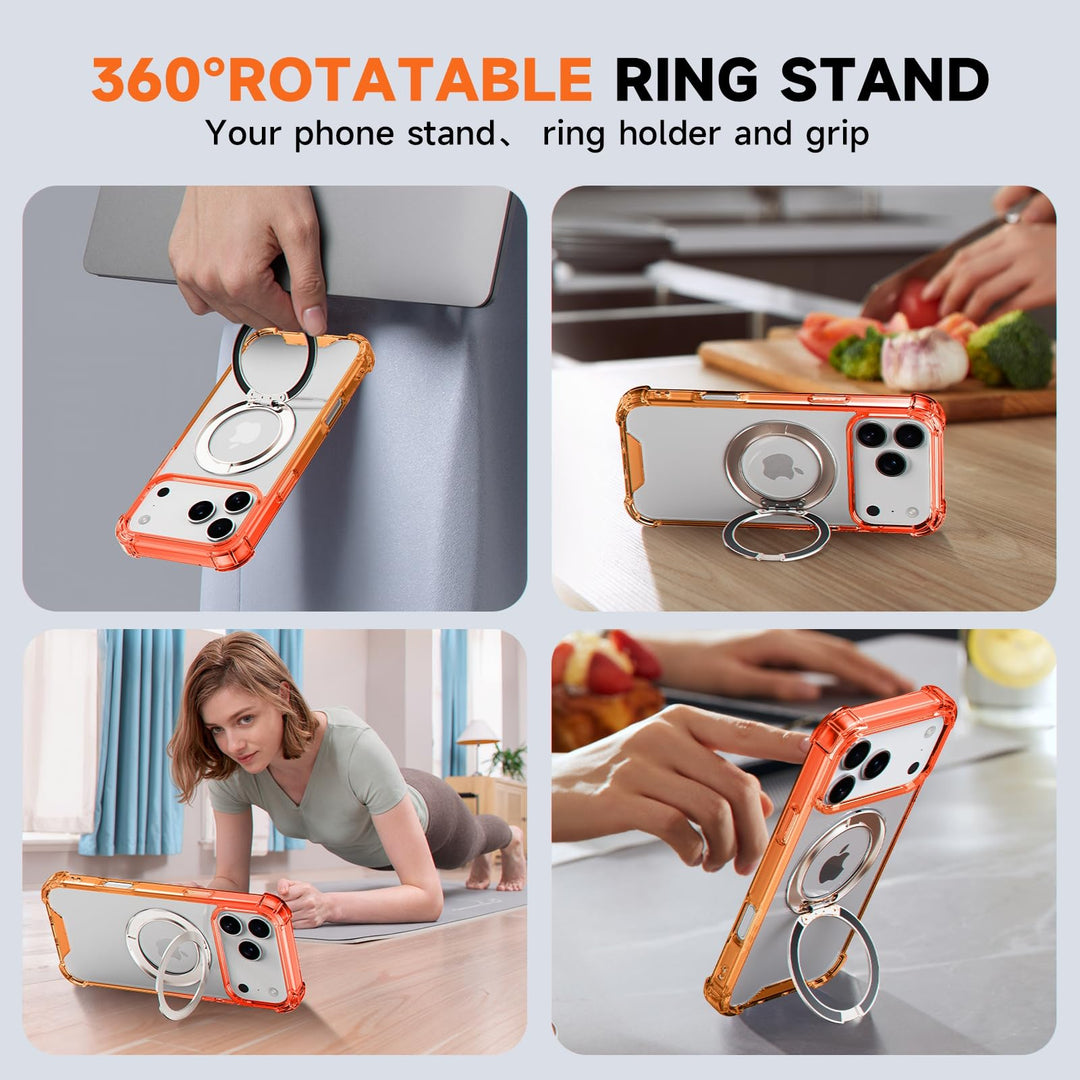 MagSafe Clear Ring Stand Case for iPhone 17 Pro Max – Blue/Purple