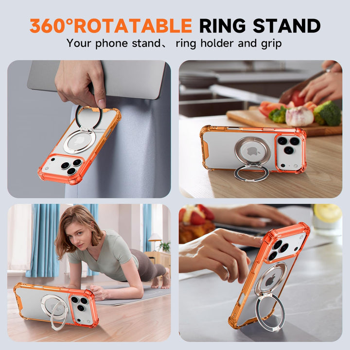 MagSafe Clear Ring Stand Case for iPhone 17 Pro Max – Blue/Purple