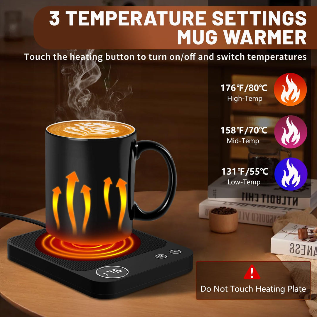 SmartDesk Mug Warmer Pro: 3-Temp, Timer & Auto Shut-Off