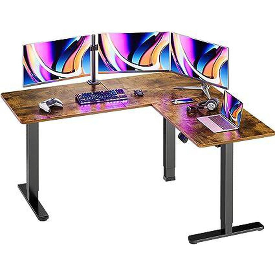 Vintage L-Shaped Sit-Stand Desk 63 Retro Chic - DOKUTRONIX