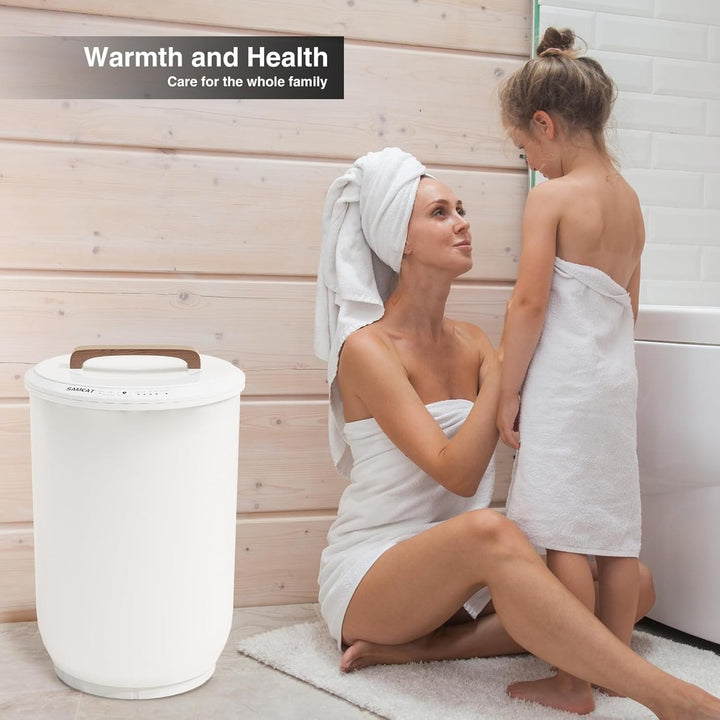 SAMEAT Luxe Towel Warmer Bucket with Wood Handle