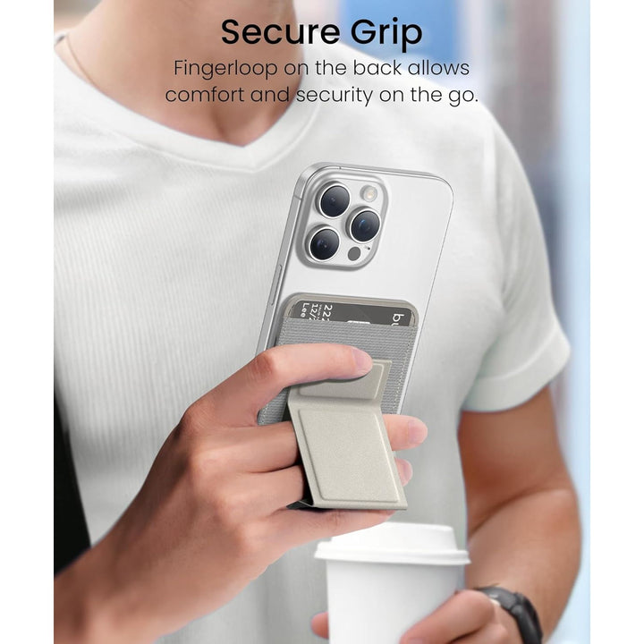 MagSafe Wallet Stand - Strong, RFID, 5 Card Fit - Stone - DOKUTRONIX