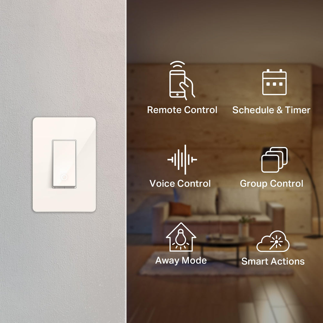 Kasa Smart Light Switch HS200, Single Pole, Needs Neutral Wire, 2.4GHz Wi-Fi Light Switch Works with Alexa and Google Home, UL Certified, No Hub Required , White - DOKUTRONIX