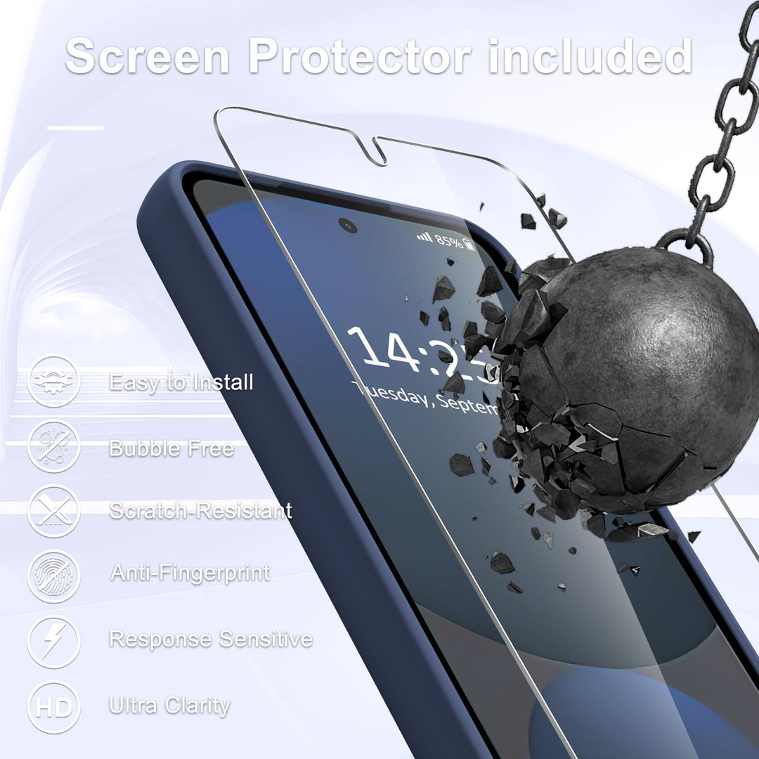 for Samsung Galaxy S24 FE Case, Matte Magnetic Phone Case with 1 Screen Protector, Support for Magsafe, Translucent Frosted Slim Shockproof Protective Cover for Samsung Galaxy S24 FE, Navy Blue - DOKUTRONIX