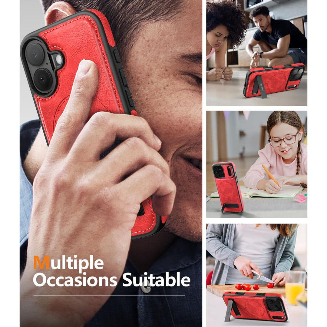 MagSafe SlimStand: Magnetic Leather Case for iPhone 17