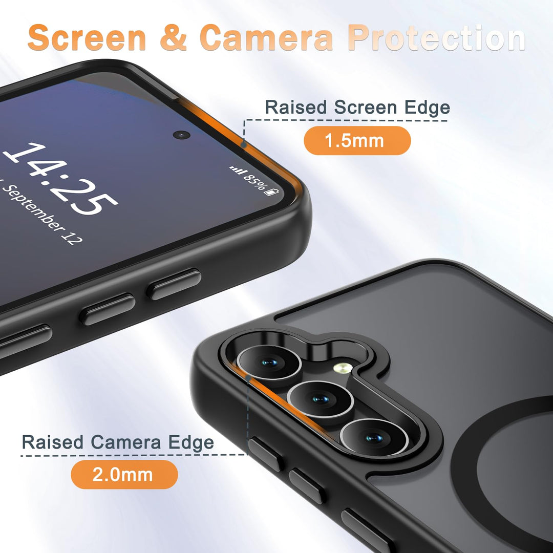 for Samsung Galaxy S24 FE Case, Matte Magnetic Phone Case with 1 Screen Protector, Support for Magsafe, Translucent Frosted Slim Shockproof Protective Cover for Samsung Galaxy S24 FE, Navy Blue - DOKUTRONIX