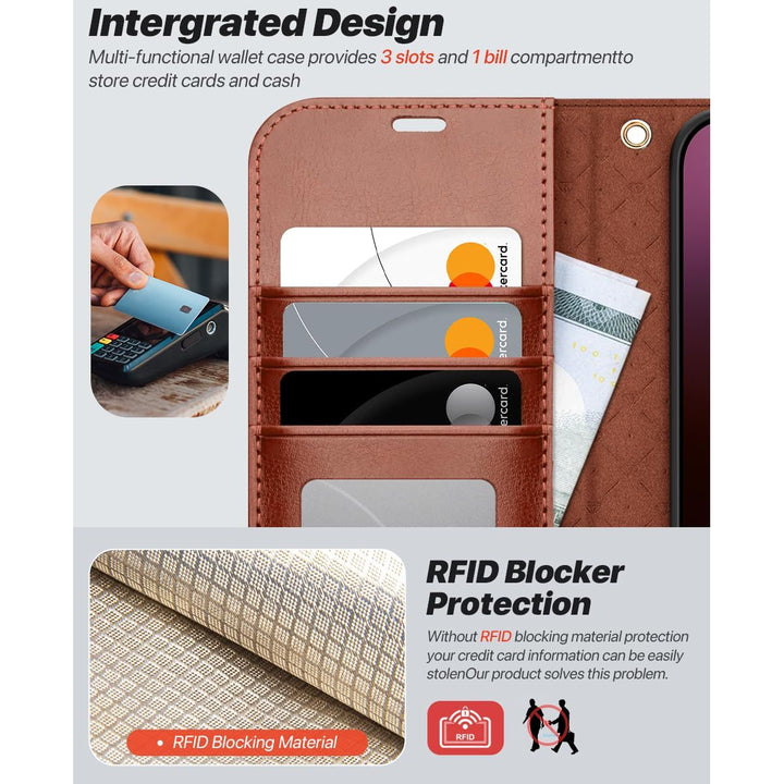 OCASE iPhone 16 Pro Detachable Wallet Case – PU Leather, RFID Blocking (Ice Blue)