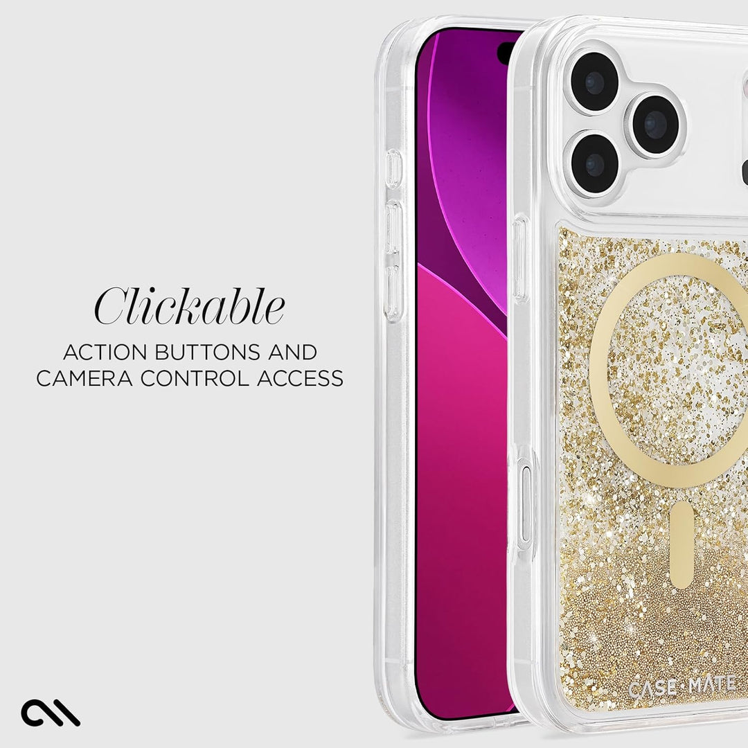 Gold Glitter MagSafe Case for iPhone 17 Pro Max, 12ft Drop