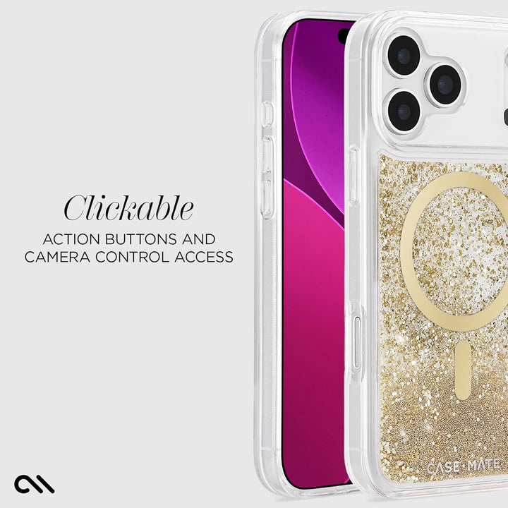 Gold Glitter MagSafe Case for iPhone 17 Pro Max, 12ft Drop