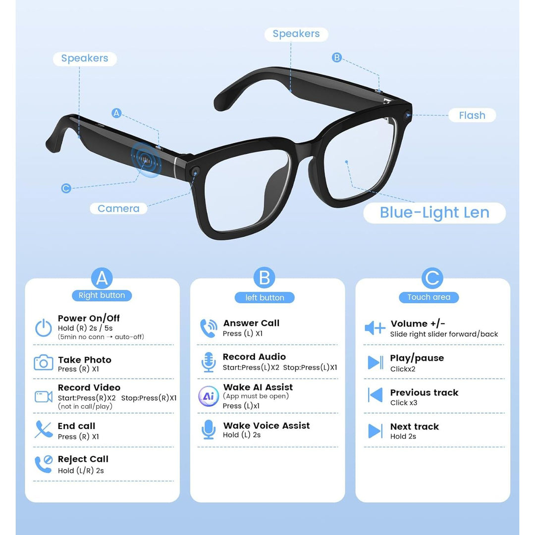 VisionMate 1080P: Smart Video Recording Glasses