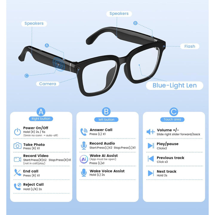 VisionMate 1080P: Smart Video Recording Glasses