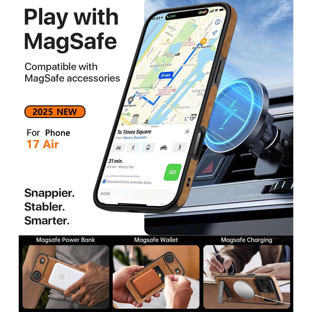 MagSafe SlimStand: Magnetic Leather Case for iPhone 17
