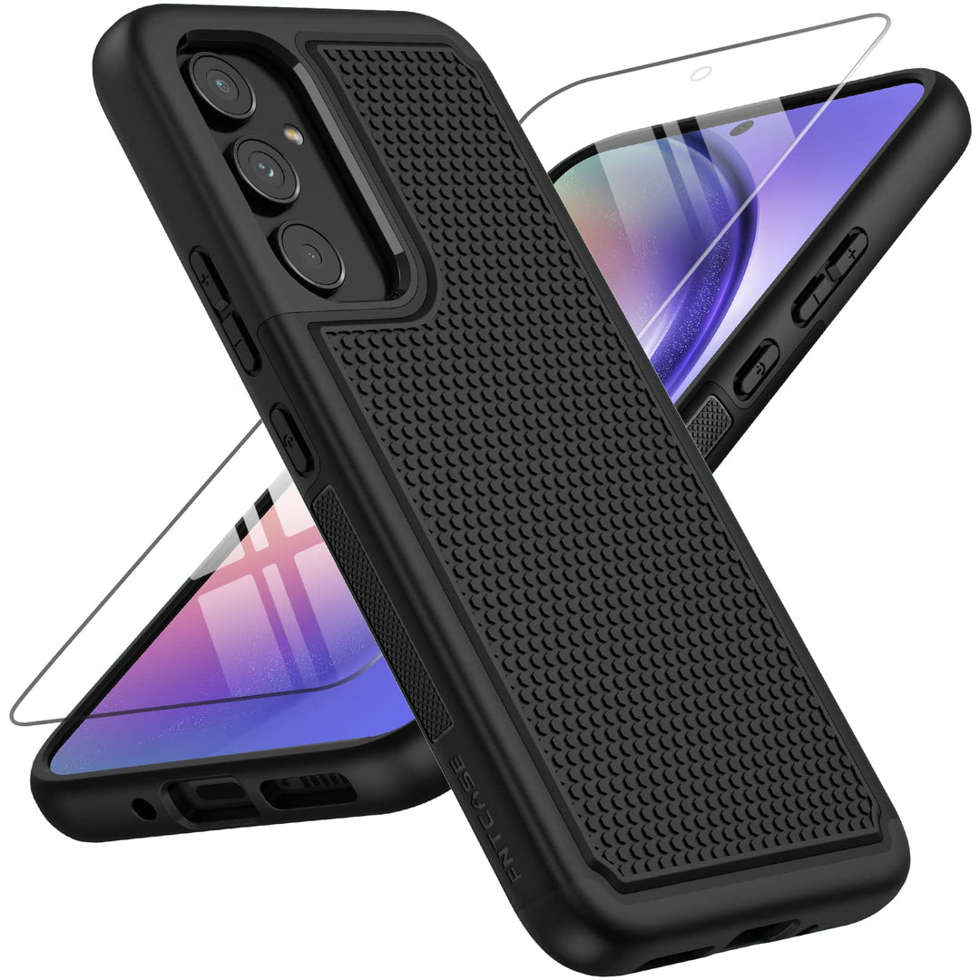 FNTCASE for Samsung Galaxy A14 5G Case: Dual Layer Protective Heavy Duty Cell Phone Cover Shockproof Rugged with Non Slip Textured Back - Military Protection Bumper Tough - 2023, 6.6inch (Matte Black) - DOKUTRONIX
