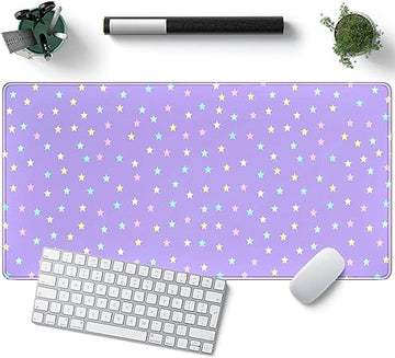 Cute Stars Purple Mouse Pad - Large Desk Gaming Pad XXL