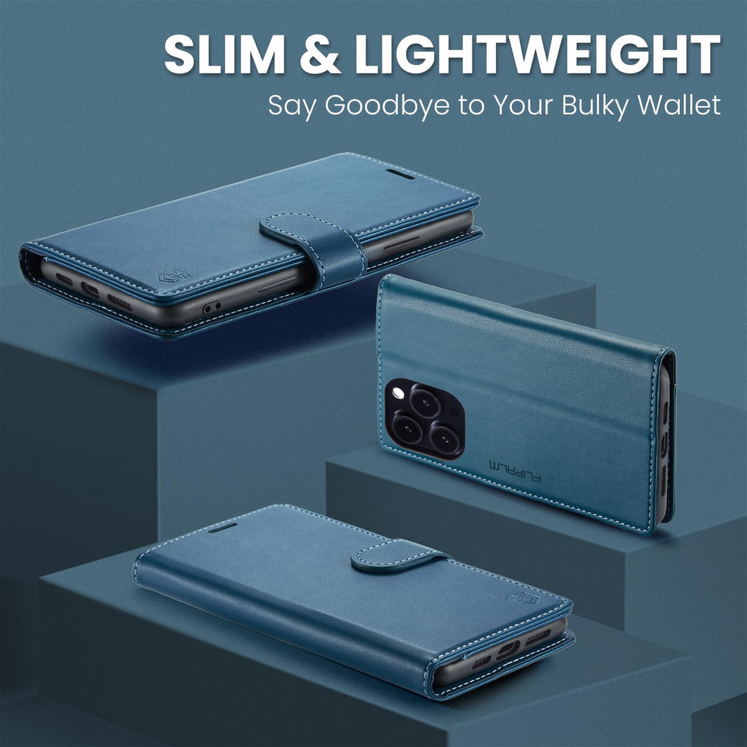 iPhone 16 Pro RFID Wallet Case - Purple Flip Cover