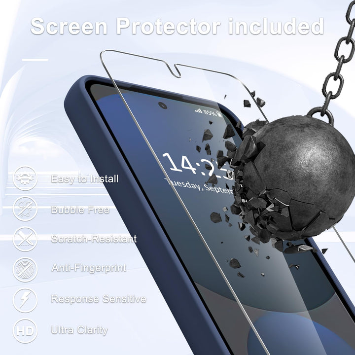 for Samsung Galaxy S24 FE Case, Matte Magnetic Phone Case with 1 Screen Protector, Support for Magsafe, Translucent Frosted Slim Shockproof Protective Cover for Samsung Galaxy S24 FE, Navy Blue - DOKUTRONIX