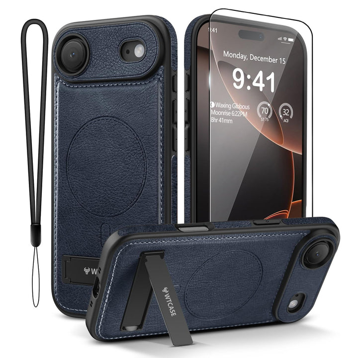 MagSafe SlimStand: Magnetic Leather Case for iPhone 17