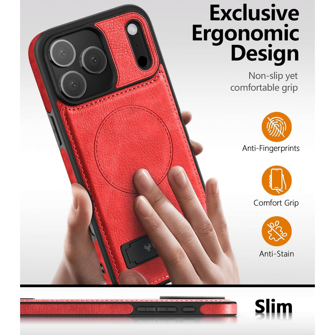 MagSafe SlimStand: Magnetic Leather Case for iPhone 17