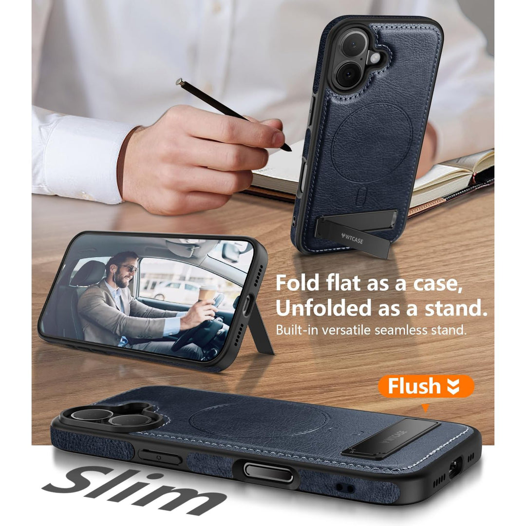 MagSafe SlimStand: Magnetic Leather Case for iPhone 17