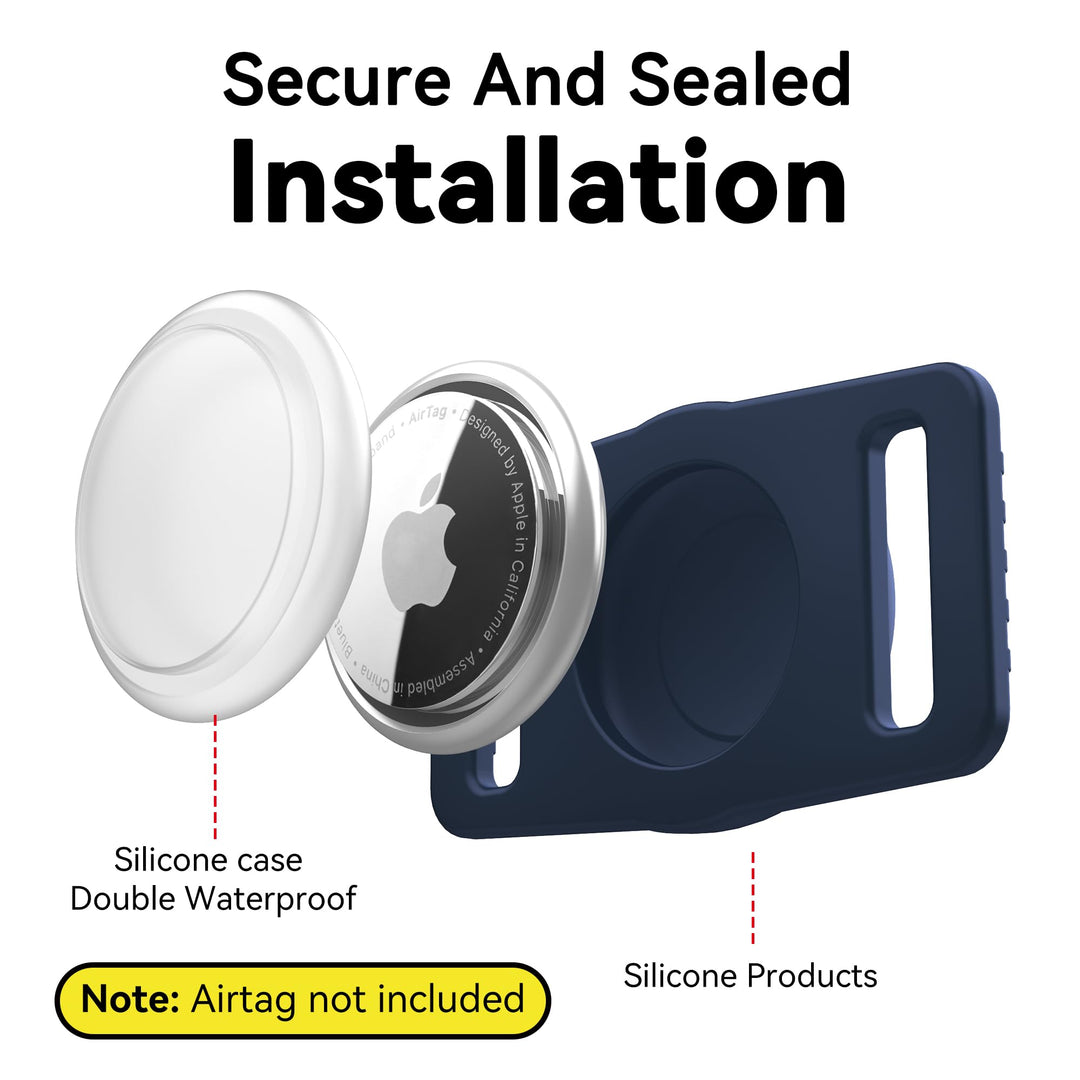 2-Pack Waterproof AirTag Dog Collar Holders – Black Silicone - DOKUTRONIX