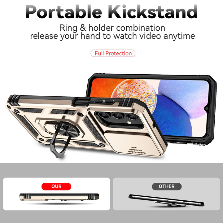 SunStory Phone Case for Samsung Galaxy A15 5G Case with HD Screen Protector & Slide Camera Cover & Rotated Ring Kickstand, [Military-Grade] Phone Case for Galaxy A15 5G (Red) - DOKUTRONIX