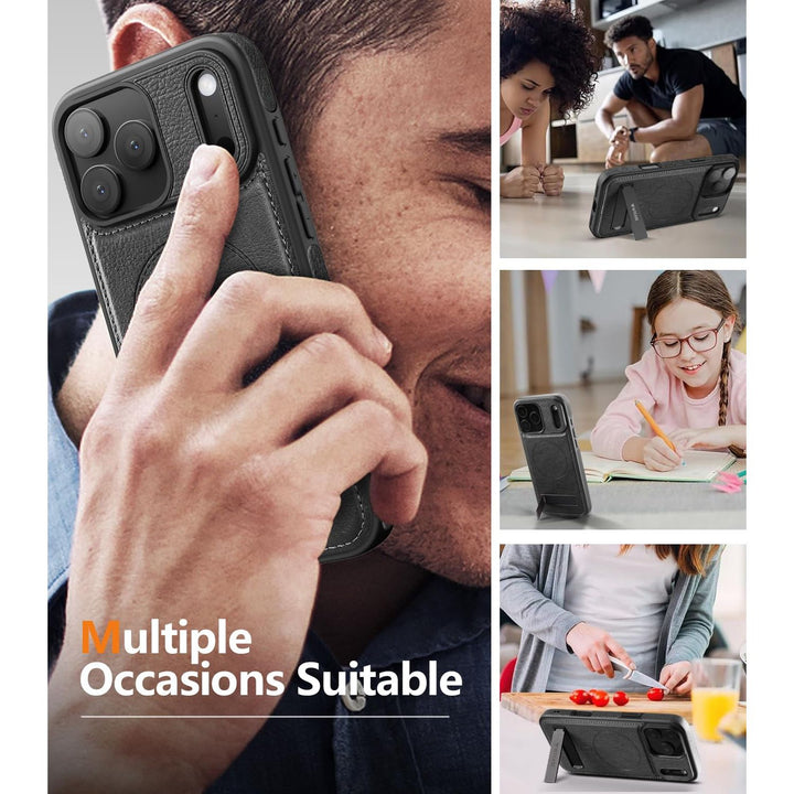 MagSafe SlimStand: Magnetic Leather Case for iPhone 17