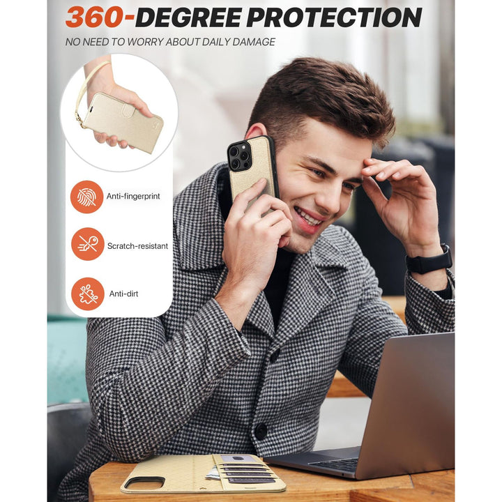 OCASE iPhone 16 Pro Detachable Wallet Case – PU Leather, RFID Blocking (Ice Blue)