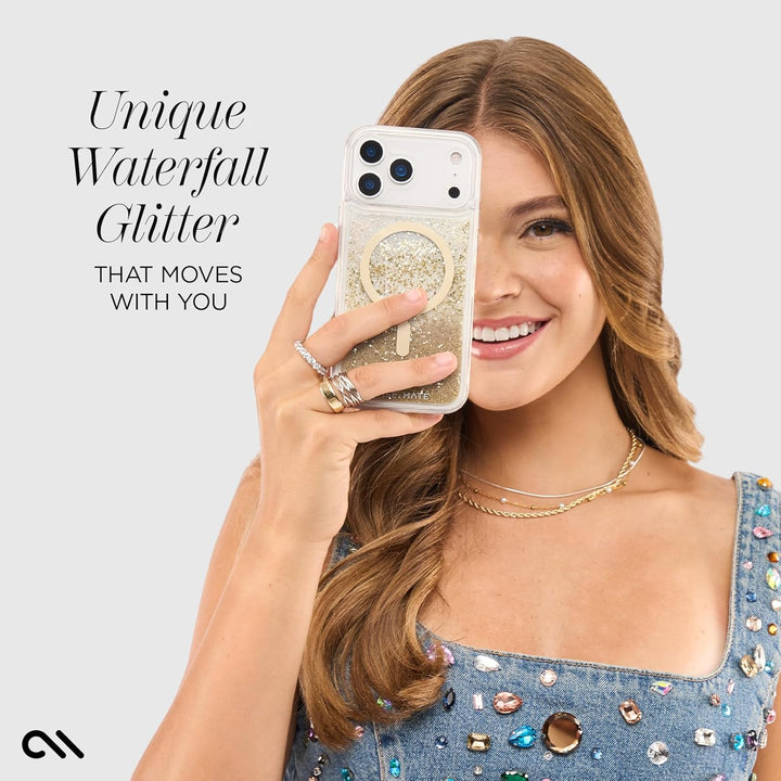 Gold Glitter MagSafe Case for iPhone 17 Pro Max, 12ft Drop