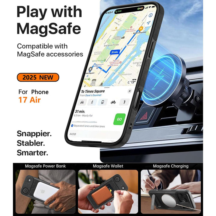 MagSafe SlimStand: Magnetic Leather Case for iPhone 17
