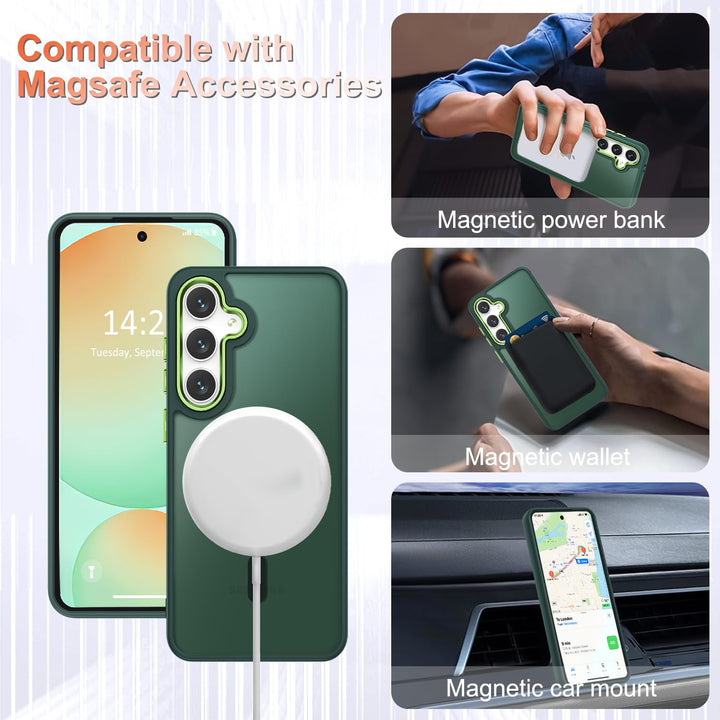for Samsung Galaxy S24 FE Case, Matte Magnetic Phone Case with 1 Screen Protector, Support for Magsafe, Translucent Frosted Slim Shockproof Protective Cover for Samsung Galaxy S24 FE, Navy Blue - DOKUTRONIX