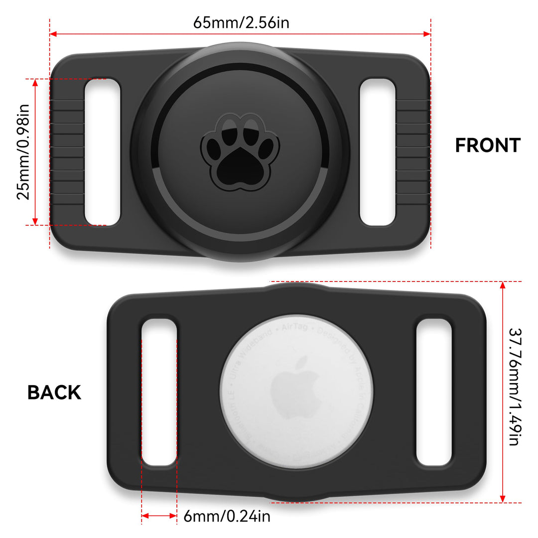 2-Pack Waterproof AirTag Dog Collar Holders – Black Silicone - DOKUTRONIX