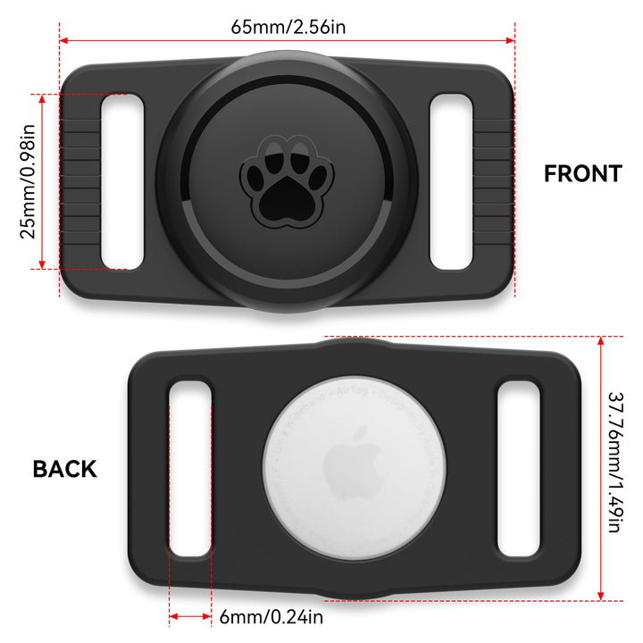 2-Pack Waterproof AirTag Dog Collar Holders – Black Silicone - DOKUTRONIX