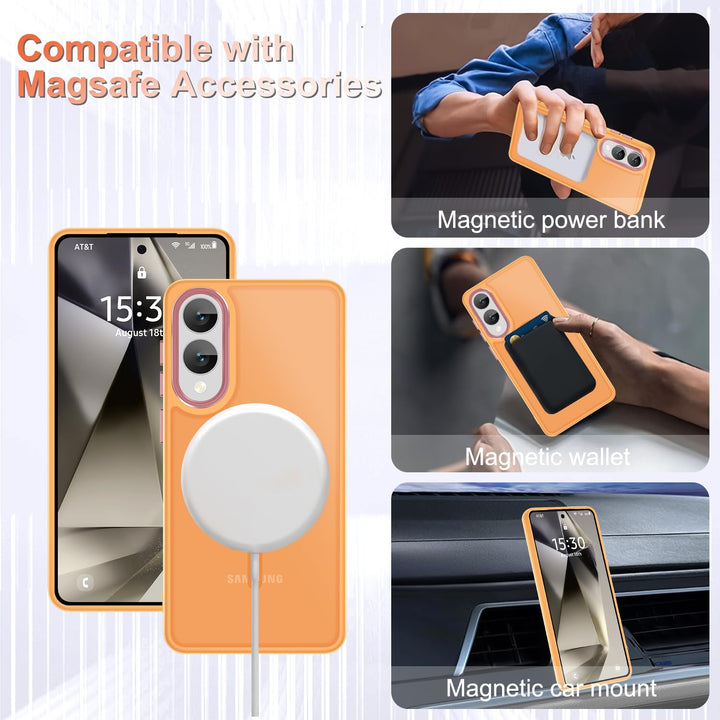 for Samsung Galaxy S24 FE Case, Matte Magnetic Phone Case with 1 Screen Protector, Support for Magsafe, Translucent Frosted Slim Shockproof Protective Cover for Samsung Galaxy S24 FE, Navy Blue - DOKUTRONIX