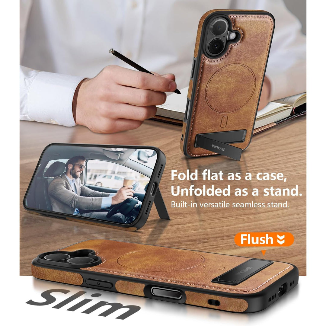 MagSafe SlimStand: Magnetic Leather Case for iPhone 17