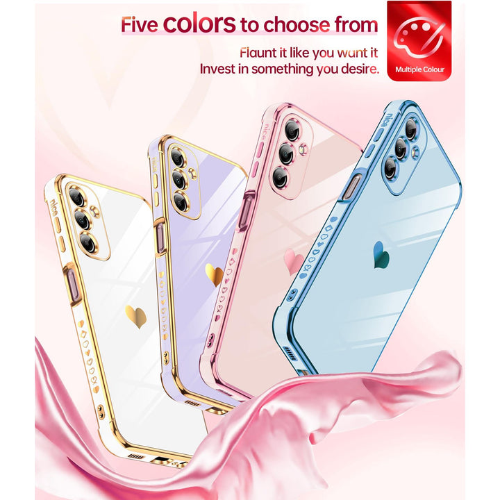 LeYi for Samsung Galaxy A15 5G Case: with Tempered Glass Screen Protector [2 Pcs]+ Full Camera Lens Protection,Love Heart Plating Girly Cute Luxury Shockproof Case, Cute Present for Mom, Dark Purple - DOKUTRONIX