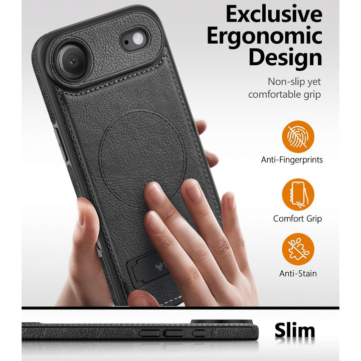 MagSafe SlimStand: Magnetic Leather Case for iPhone 17