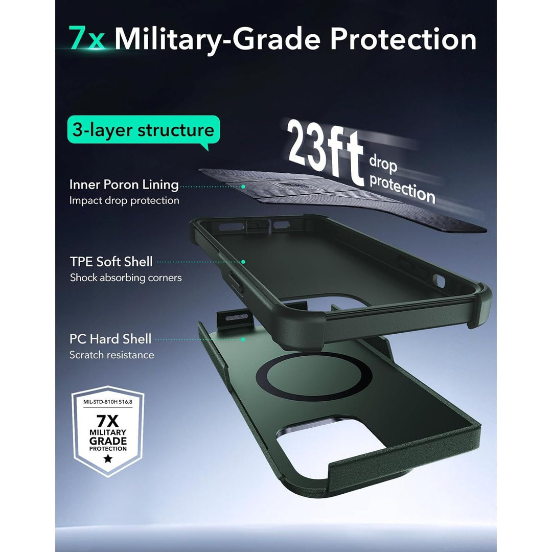 ESR Cyber Series MagSafe Stand Case, 23ft Drop, Green