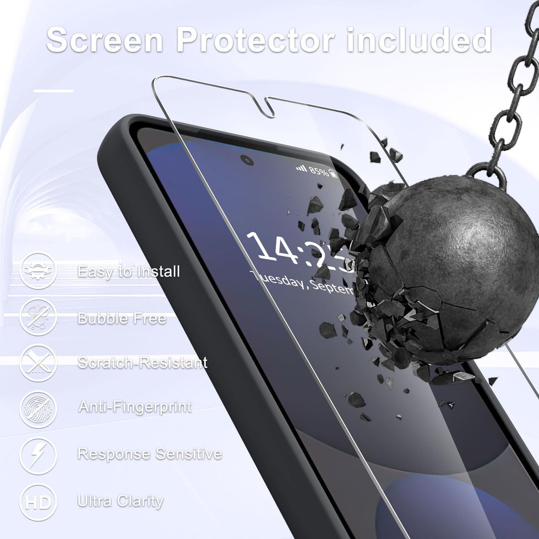 for Samsung Galaxy S24 FE Case, Matte Magnetic Phone Case with 1 Screen Protector, Support for Magsafe, Translucent Frosted Slim Shockproof Protective Cover for Samsung Galaxy S24 FE, Navy Blue - DOKUTRONIX