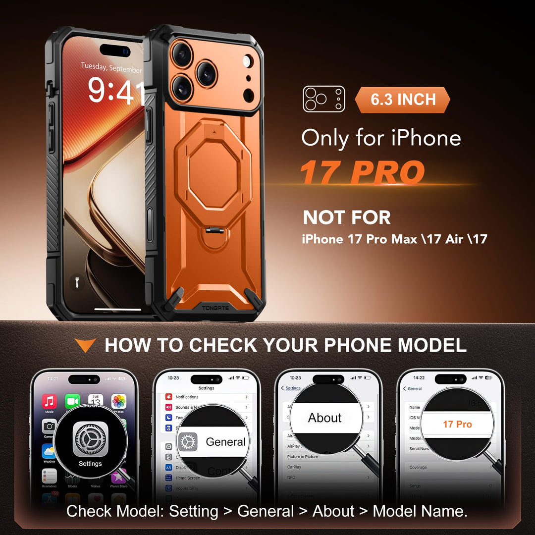 TONGATE 360° MagSafe Armor Case w/ Privacy & Camera Guard