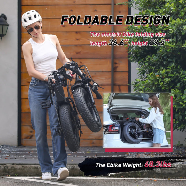 S16/K2 Electric Bike for Adults, Max 22/28MPH Speed & 50 Miles Range (PAS), 750W Peak Motor Ebike with 48V/13Ah Removable Battery, 4.0 Fat Tire and Shock Absorber, UL Certified - DOKUTRONIX