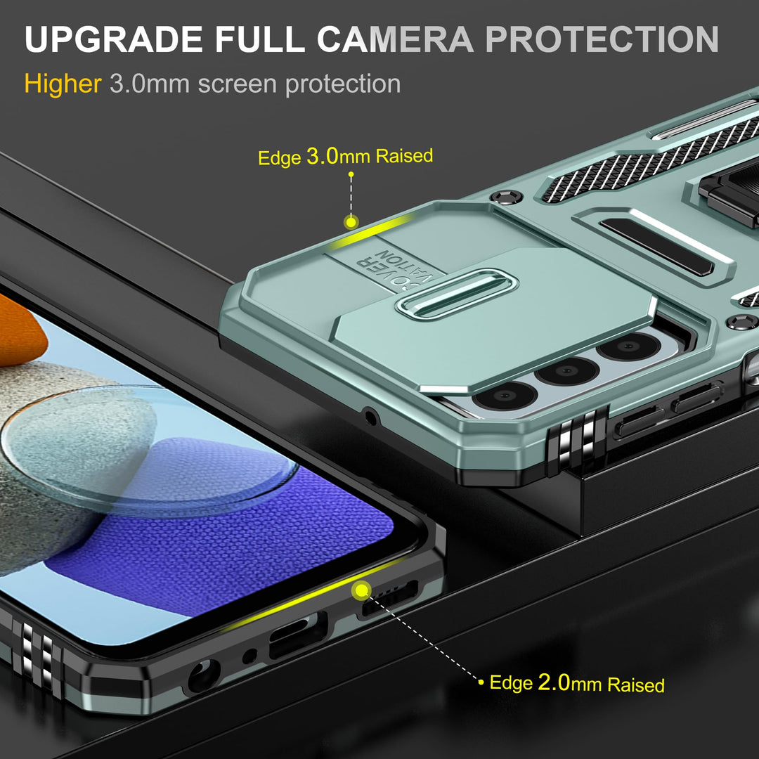 SunStory Phone Case for Samsung Galaxy A15 5G Case with HD Screen Protector & Slide Camera Cover & Rotated Ring Kickstand, [Military-Grade] Phone Case for Galaxy A15 5G (Red) - DOKUTRONIX