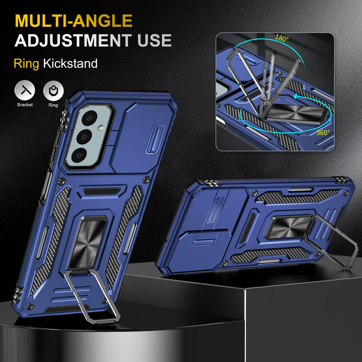 SunStory Phone Case for Samsung Galaxy A15 5G Case with HD Screen Protector & Slide Camera Cover & Rotated Ring Kickstand, [Military-Grade] Phone Case for Galaxy A15 5G (Red) - DOKUTRONIX