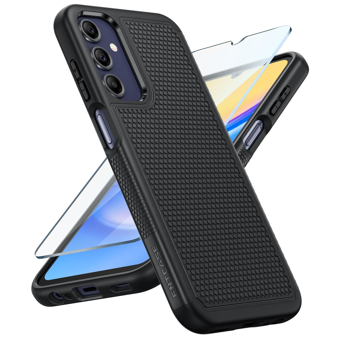 FNTCASE for Samsung Galaxy A14 5G Case: Dual Layer Protective Heavy Duty Cell Phone Cover Shockproof Rugged with Non Slip Textured Back - Military Protection Bumper Tough - 2023, 6.6inch (Matte Black) - DOKUTRONIX