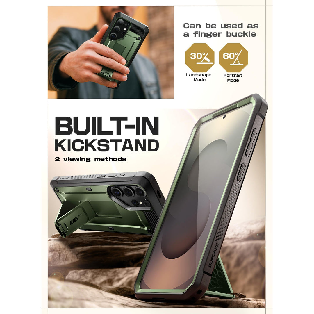 SUPCASE for Samsung Galaxy S25 Ultra Case with Stand (Unicorn Beetle Pro), [2 Front Frames] [Built-in Screen Protector & Belt-Clip] Military-Grade Protection Phone Case for S25 Ultra 6.9 Inch, Black - DOKUTRONIX