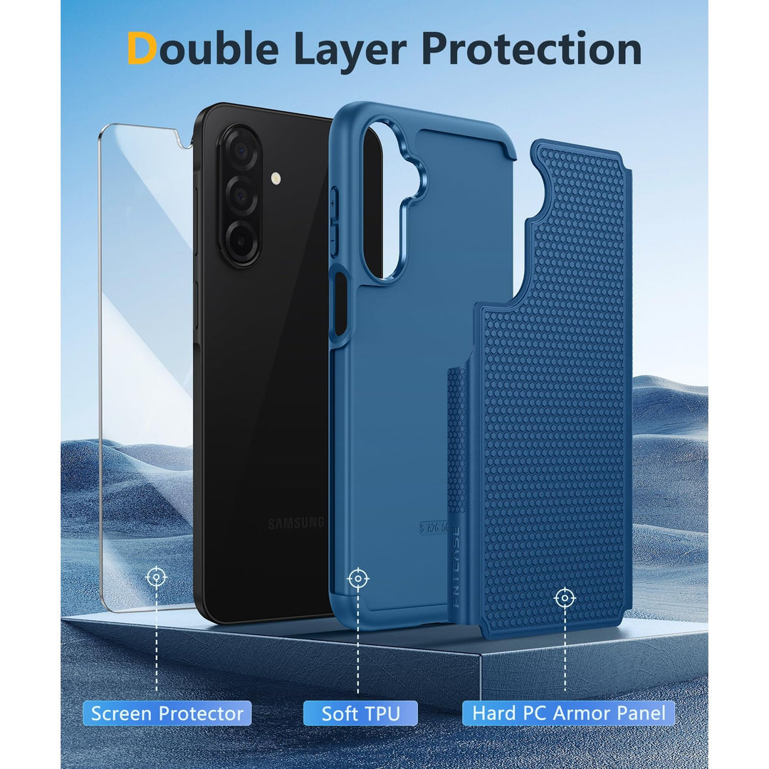 FNTCASE for Samsung Galaxy A14 5G Case: Dual Layer Protective Heavy Duty Cell Phone Cover Shockproof Rugged with Non Slip Textured Back - Military Protection Bumper Tough - 2023, 6.6inch (Matte Black) - DOKUTRONIX