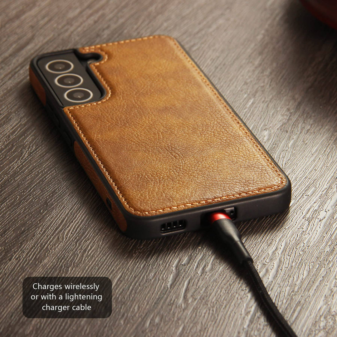 Galaxy S22 5G Leather Case - Luxury Business Design (Brown) - DOKUTRONIX