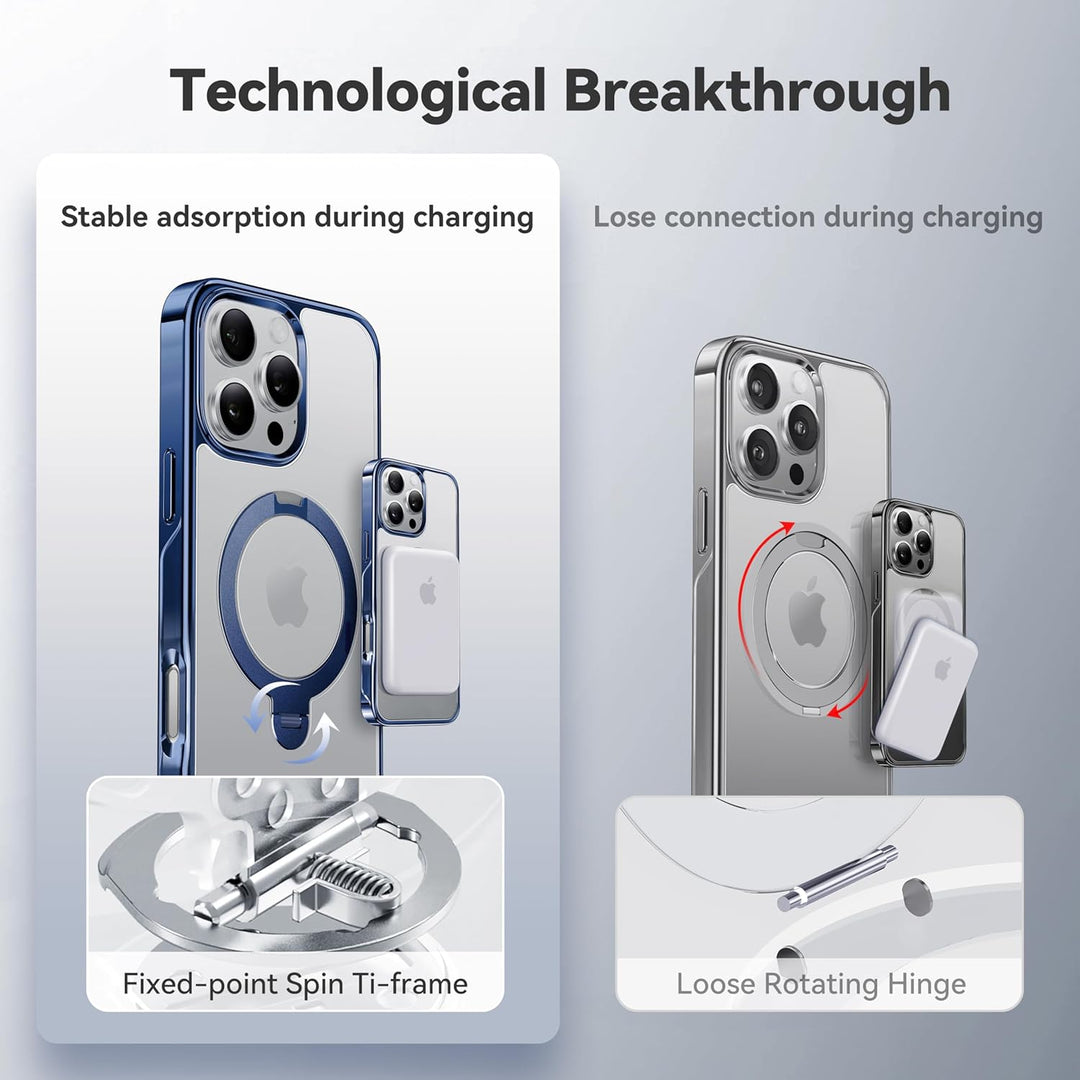 CASEKOO 360° MagSafe Clear Stand Case for iPhone 17 Pro Max